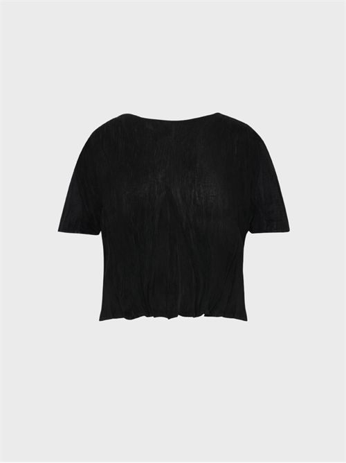 T-shirt cropped plissé GONGDID DESIGN | GD172BLACK